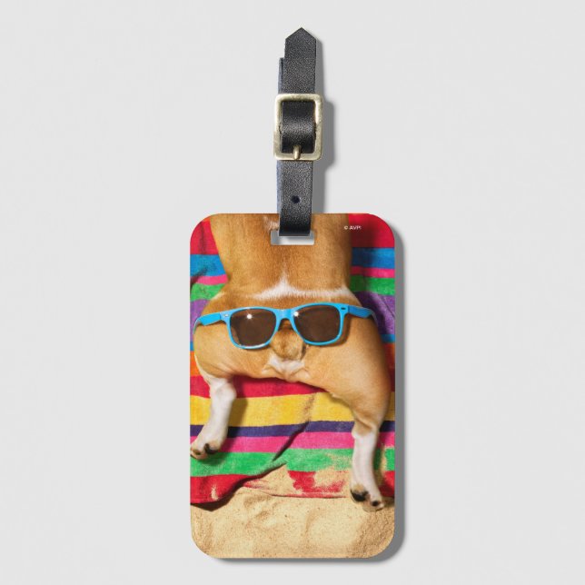 Dog Butt With Sunglasses Luggage Tag (Front Vertical)