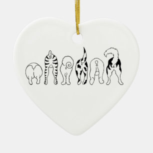 Dog Butts Ceramic Ornament