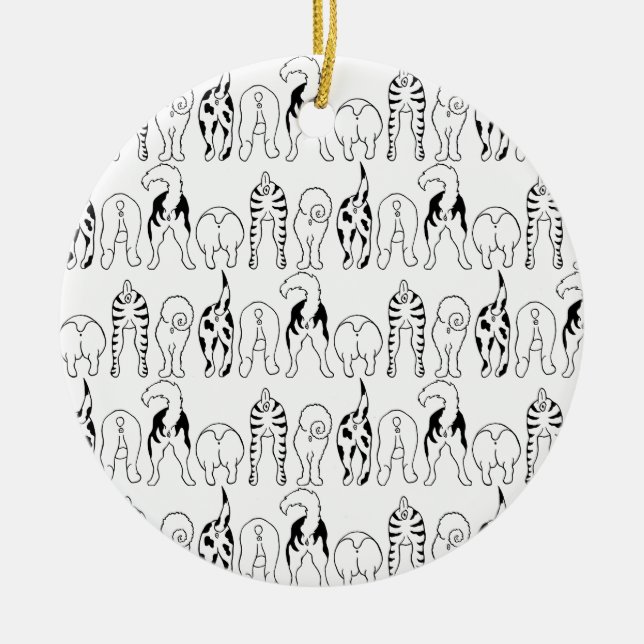 Dog Butts Pattern Ceramic Ornament (Front)