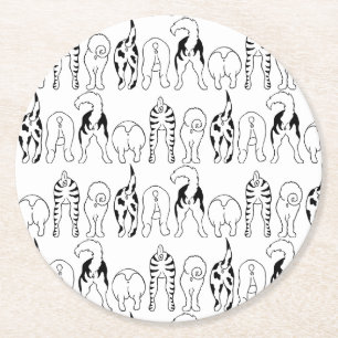 Dog Butts Pattern Round Paper Coaster