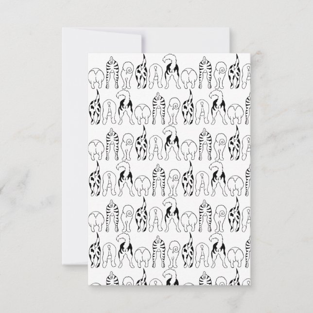 Dog Butts Pattern Thank You Card (Front)
