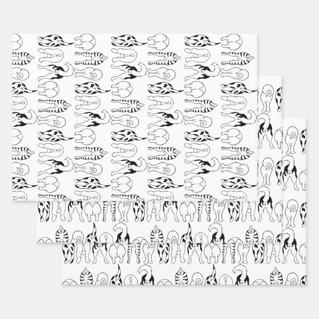 Dog Butts Pattern Wrapping Paper Sheet (Set)