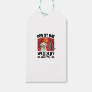 Dog By Day Witch By Night Vintage Halloween Dog De Gift Tags