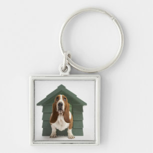 Dog by doghouse keychain
