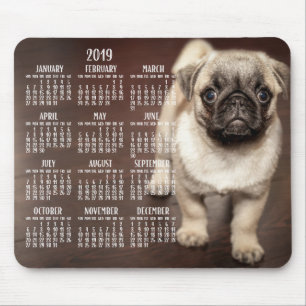 Dog Calendar 2019 Mouse Pad Cute Puppy