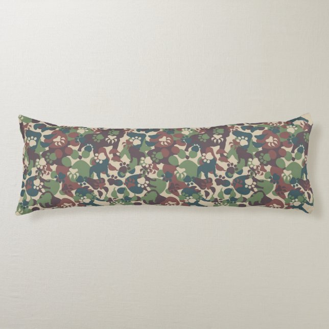 Dog Camouflage Pattern Body Pillow (Front)