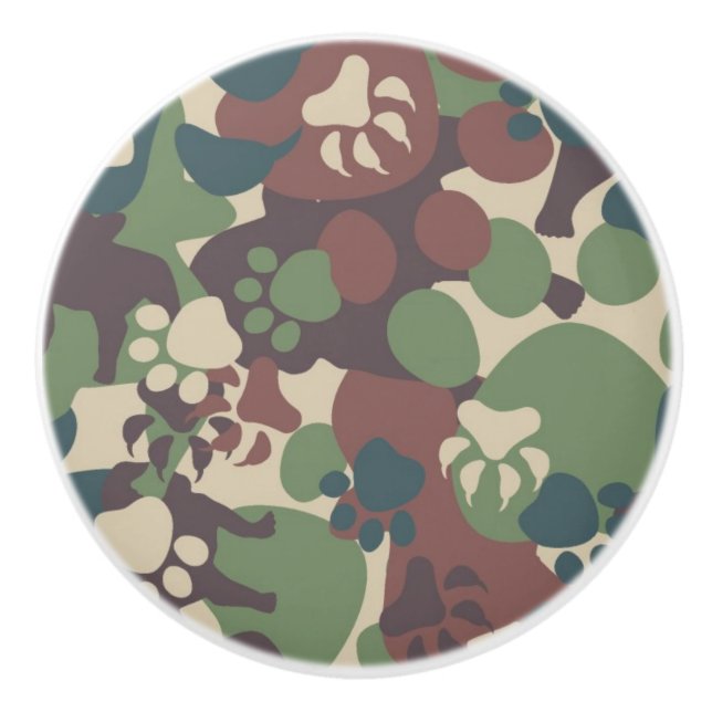 Dog Camouflage Pattern Ceramic Knob (Front)