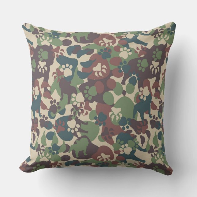 Dog Camouflage Pattern Throw Pillow (Front)