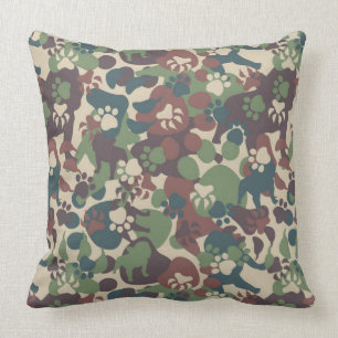 Dog Camouflage Pattern Throw Pillow