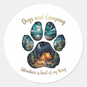 Dog Camping Paw Print for Dog Lovers Classic Round Sticker