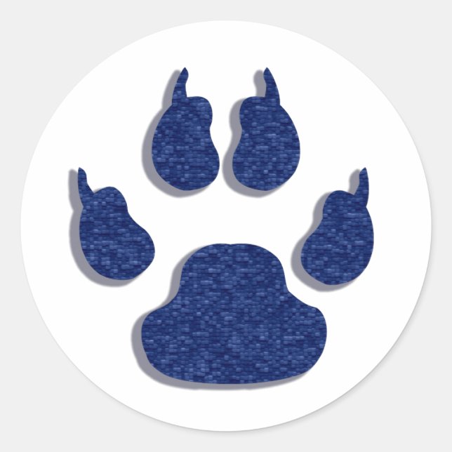 Dog Canine Paw Print  Blue Stickers (Front)