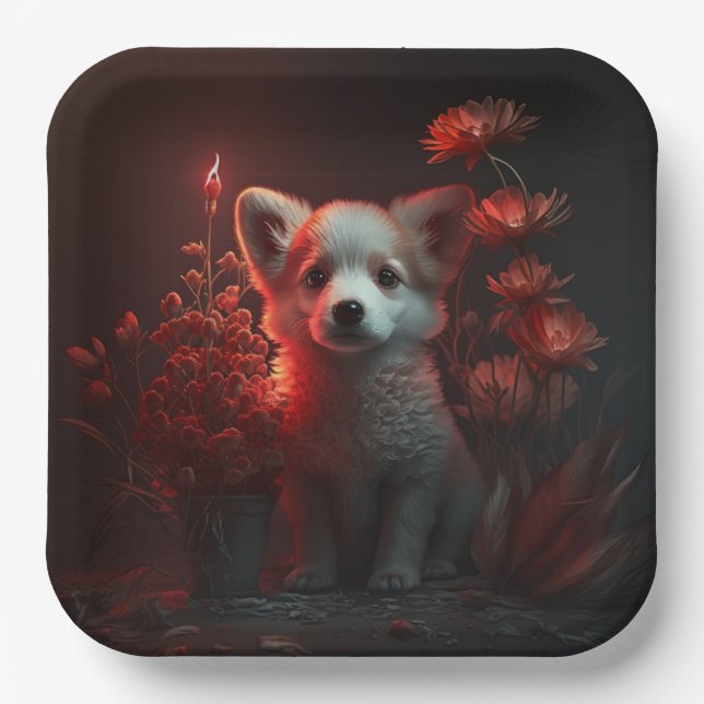 Dog cardboard plates Flower (Front)
