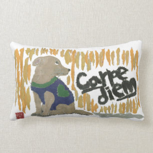 Dog, Carpe Diem, Latin Phrase Lumbar Pillow