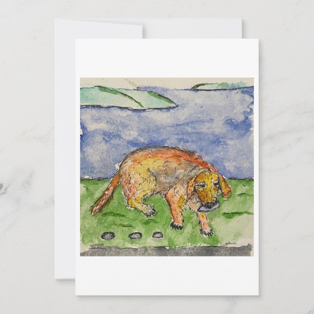 Dog Carrying a Rock Greeting Card (Front)