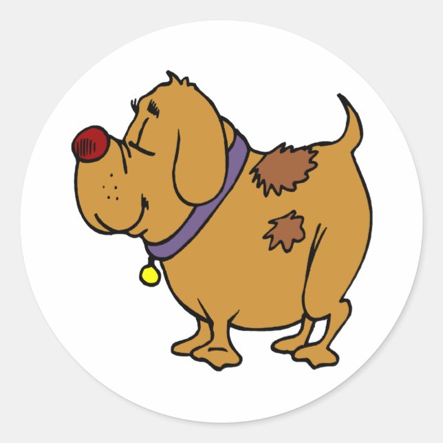 Dog Cartoon Classic Round Sticker (Front)