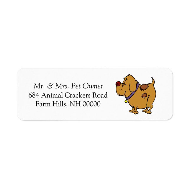 Dog Cartoon Return Address Mail Labels Stickers (Front)