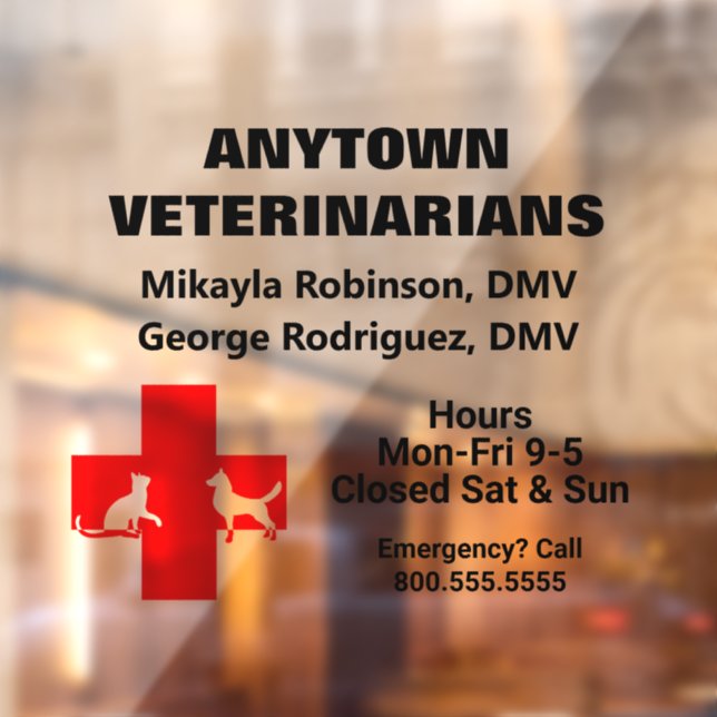 Dog Cat and Red Cross Veterinarian Window Cling (Sheet 2)