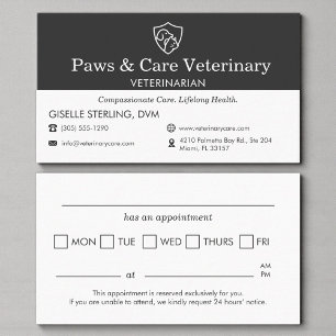 Dog Cat Appointment Reminder Veterinarian Card
