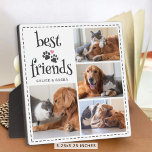 Dog Cat Best Friends Pawprints 4 Photos Custom Plaque<br><div class="desc">Showcase 4 of your favourite photos on a photo display plaque of your dog and cat who are BEST FRIENDS. The design features modern, fun typography, cute dog and cat pawprints with a heart and personalization in your choice of colours to coordinate with your photos and/or home decor (shown in...</div>