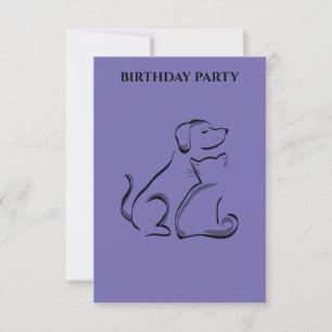 "DOG & CAT BIRTHDAY INVITATIONS PERSONALIZED.