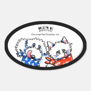 Dog Cat Bone Appetit! Pet Gourmet Personalized Oval Sticker