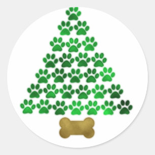 Dog / Cat Christmas Tree Classic Round Sticker