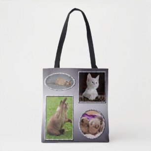 Dog Cat Four Favourite Photos Collage Tote Bag