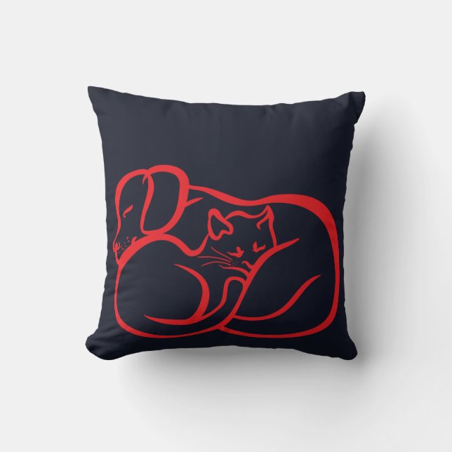 Dog & Cat - Friendship cousion by Craftiespot Throw Pillow (Front)