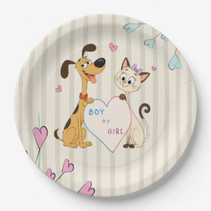 Dog & Cat Gender Reveal Paper Plate