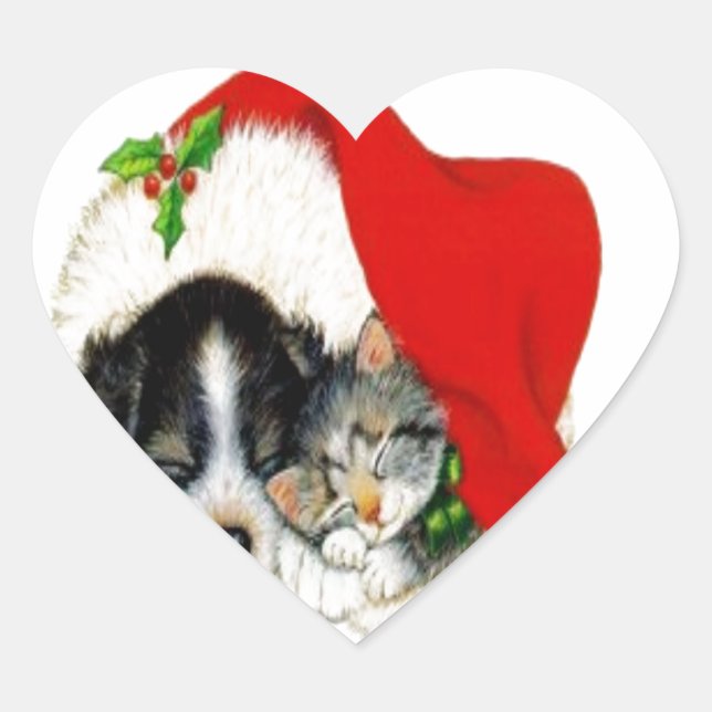 Dog & Cat Heart Sticker (Front)