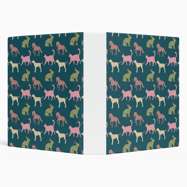 Dog Cat Horse Animal Silhouettes Pattern Binder (Background)