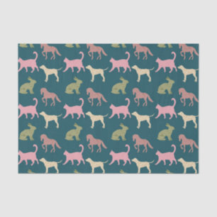 Dog Cat Horse Animal Silhouettes Pattern Tissue Paper