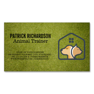 Dog Cat House Logo   Animal Services Magnetic Business Card