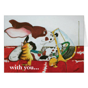 Dog Cat in Convertible