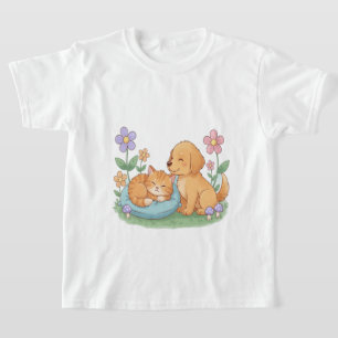 Dog & Cat in Nature – Cute Animal T-Shirt for Pet