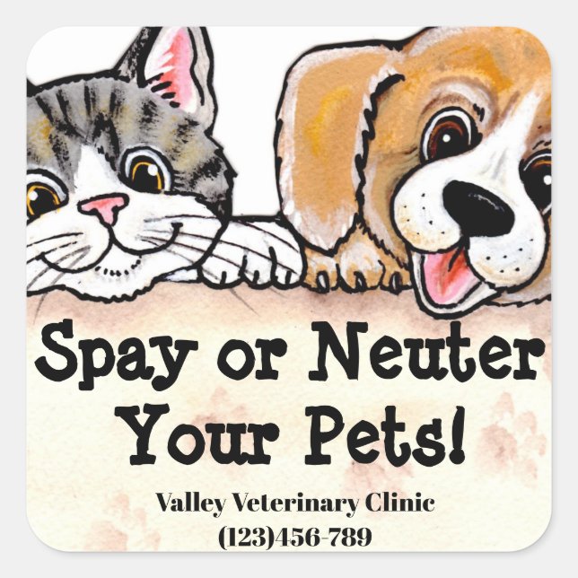 Dog Cat Kitten Message Veterinarian Animal Rescue Square Sticker (Front)