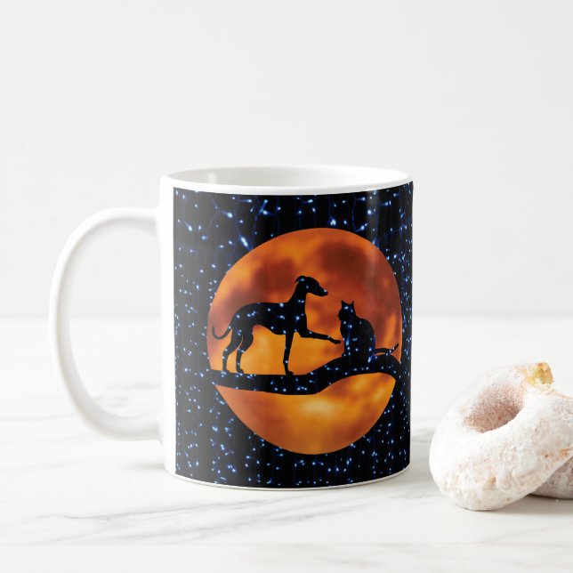 Dog, Cat, Moon  Coffee Mug (With Donut)