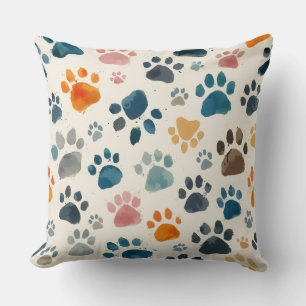 Dog & Cat Paw Print Throw Pillow