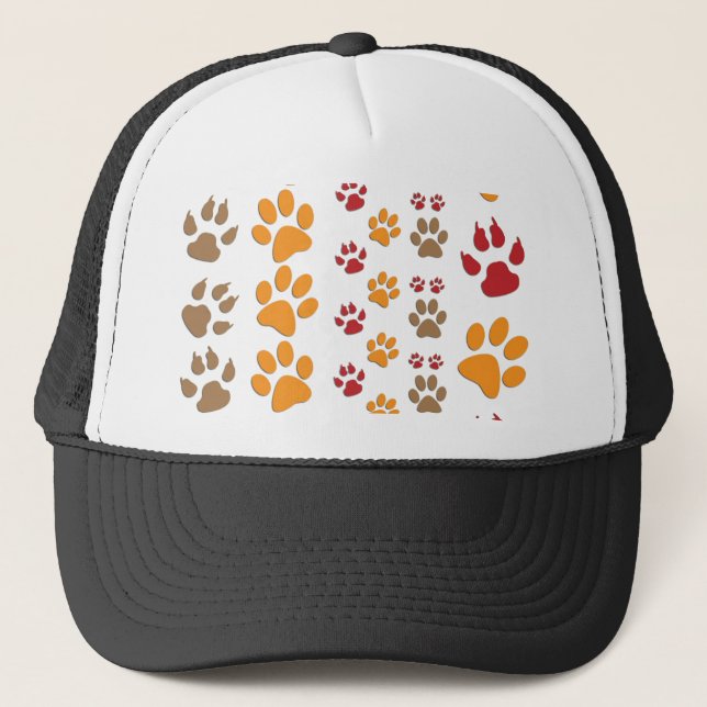 Dog & Cat Paw prints Design ~ editable background Trucker Hat (Front)
