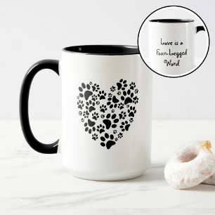 Dog Cat Paw Prints Heart Valentine's Day Love Mug