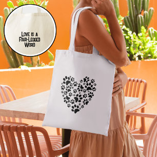 Dog Cat Paw Prints Heart Valentine's Day Love Tote Bag