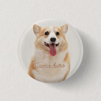 Dog cat pet name photo template simple minimal  1 inch round button