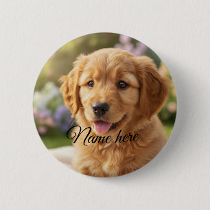 Dog cat pet name photo template simple minimal 2 inch round button