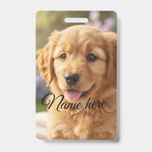 Dog cat pet name photo template simple minimal badge