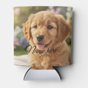 Dog cat pet name photo template simple minimal can cooler