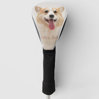 Dog cat pet name photo template simple minimal  golf head cover