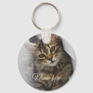 Dog cat pet name photo template simple minimal keychain