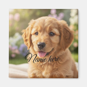 Dog cat pet name photo template simple minimal magnet