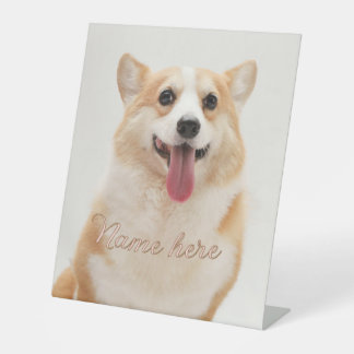Dog cat pet name photo template simple minimal  pedestal sign