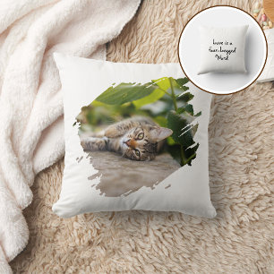 Dog Cat Pet Paw Custom Photo Valentine's Day Love Throw Pillow